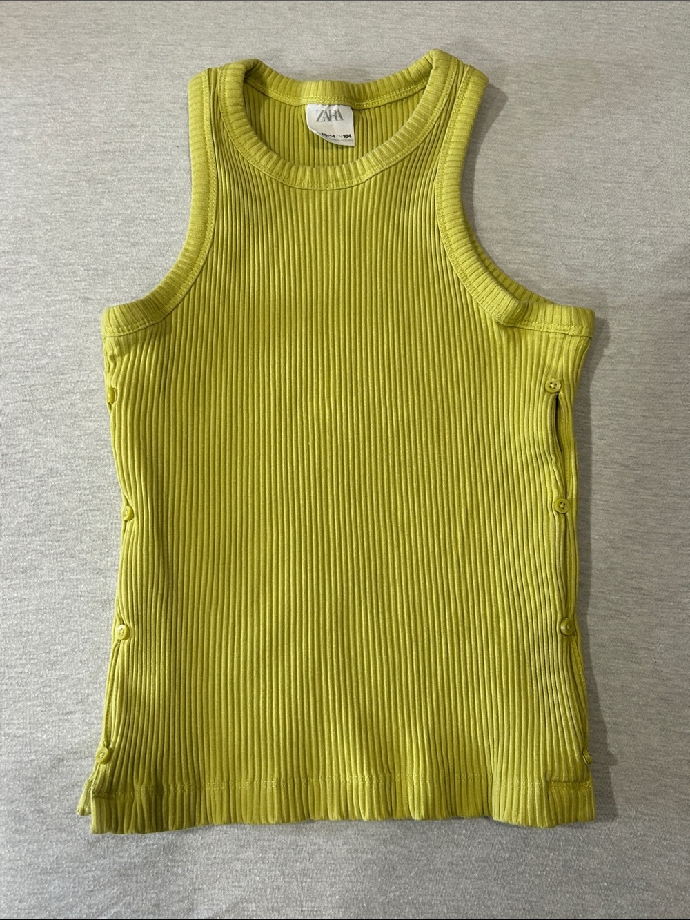 Zara Girls Ribbed Tank Top in Chartreuse yellow Sz 13/14